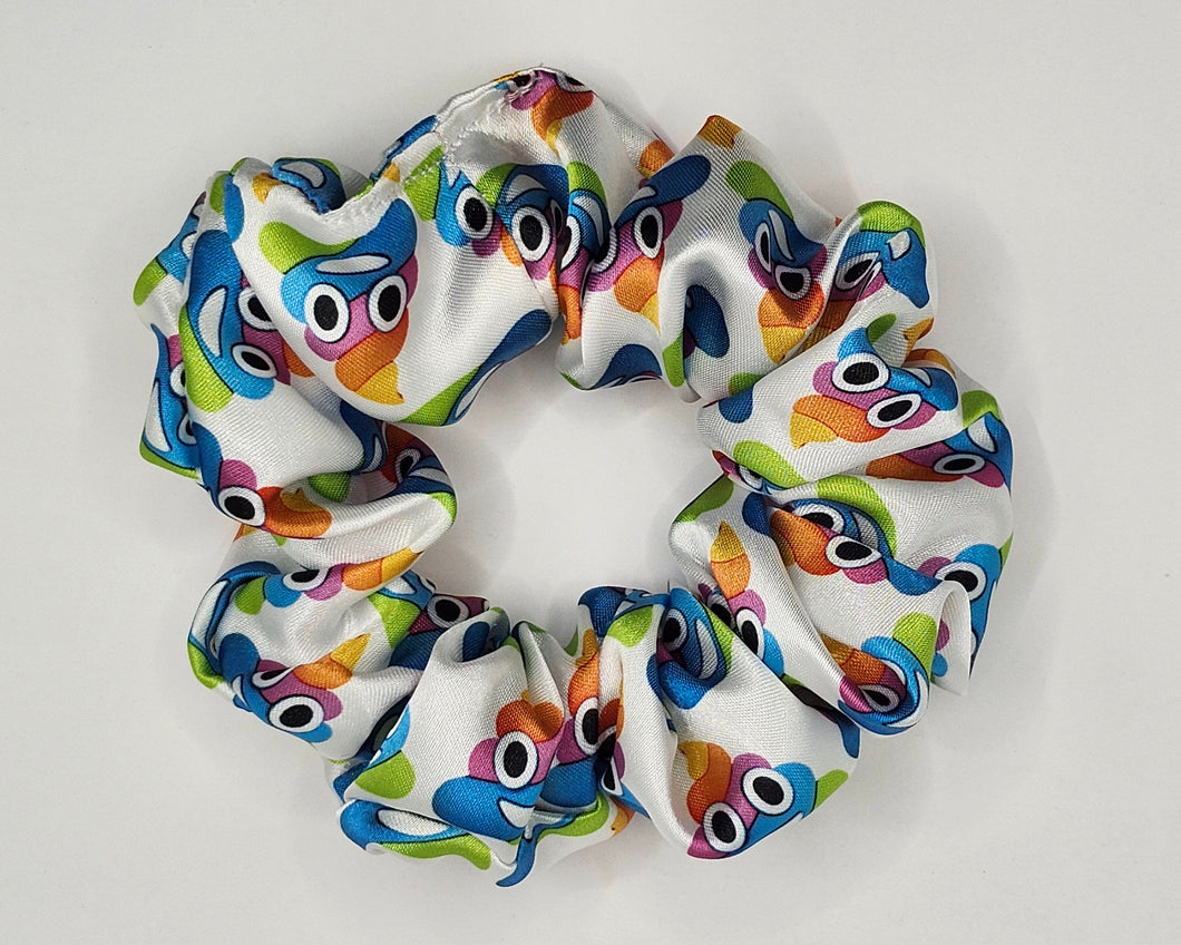 Rainbow Poop Emoji Satin Scrunchie