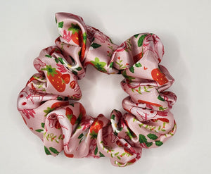 Strawberry Axolotl Satin Scrunchie