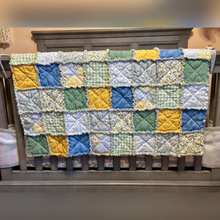 Load image into Gallery viewer, RTS Floral Yellow, Blue, Green Rag Quilt