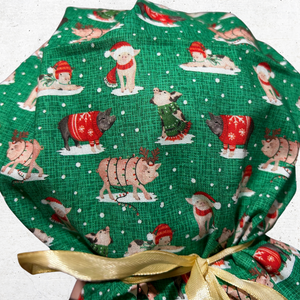 Christmas Pigs Scrub Cap