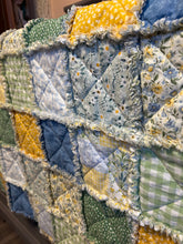 Load image into Gallery viewer, RTS Floral Yellow, Blue, Green Rag Quilt