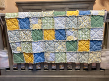 Load image into Gallery viewer, RTS Floral Yellow, Blue, Green Rag Quilt