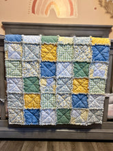 Load image into Gallery viewer, RTS Floral Yellow, Blue, Green Rag Quilt