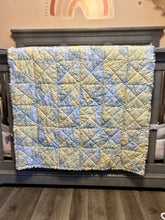 Load image into Gallery viewer, RTS Floral Yellow, Blue, Green Rag Quilt