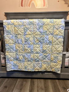 RTS Floral Yellow, Blue, Green Rag Quilt